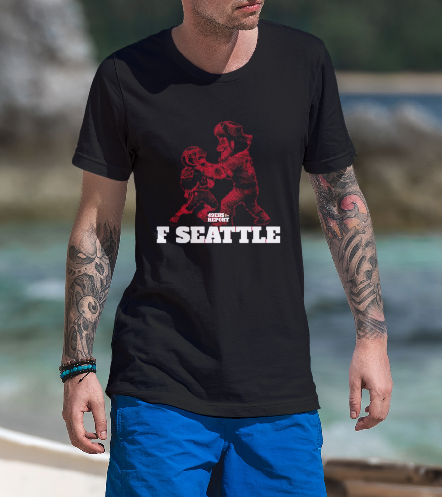 49ers Report F Seattle Halftone Rivalry Football Showdown T-Shirt