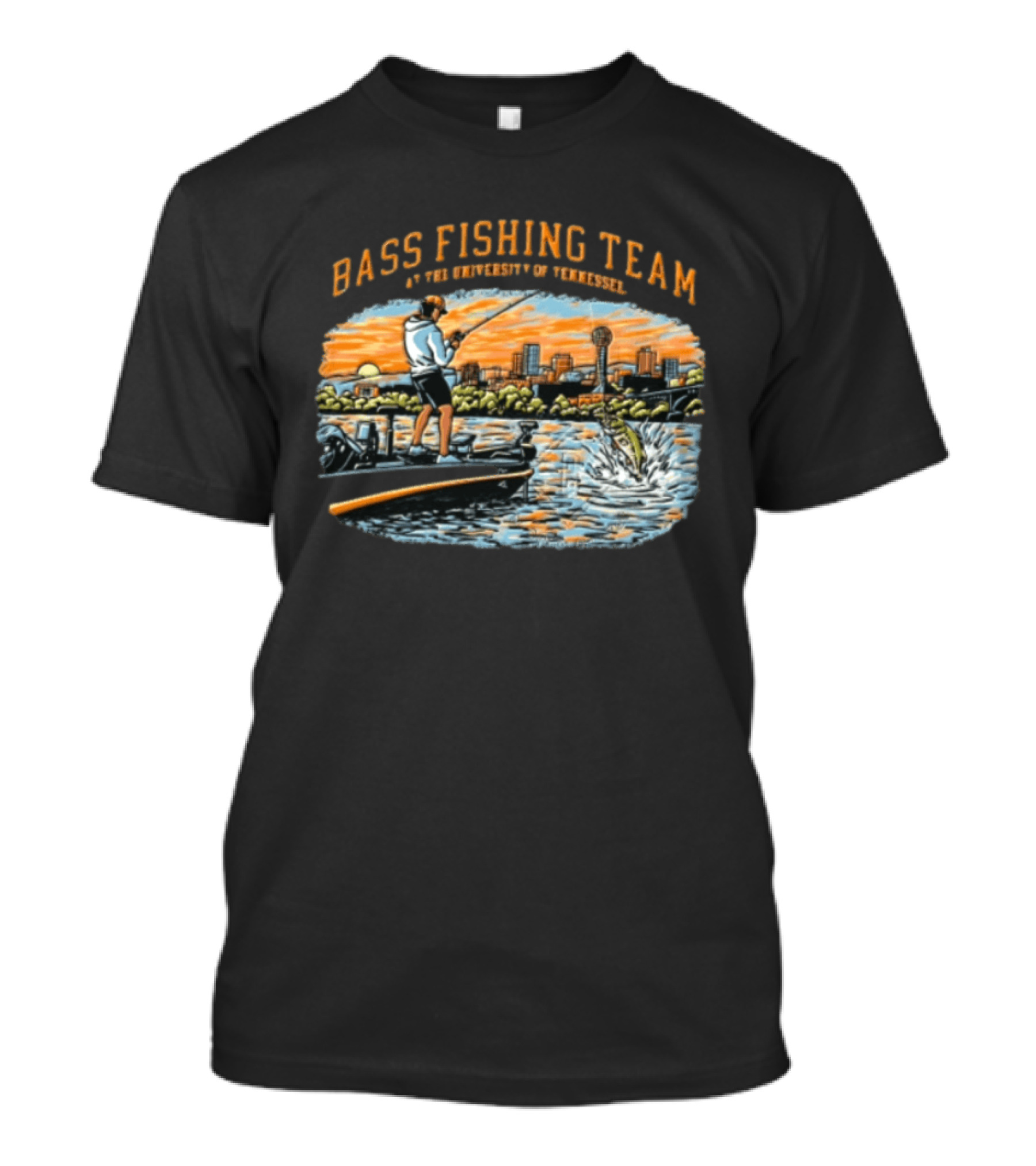 Bass Fishing Team University Of Tennessee Skyline Angler At Sunset T-Shirt