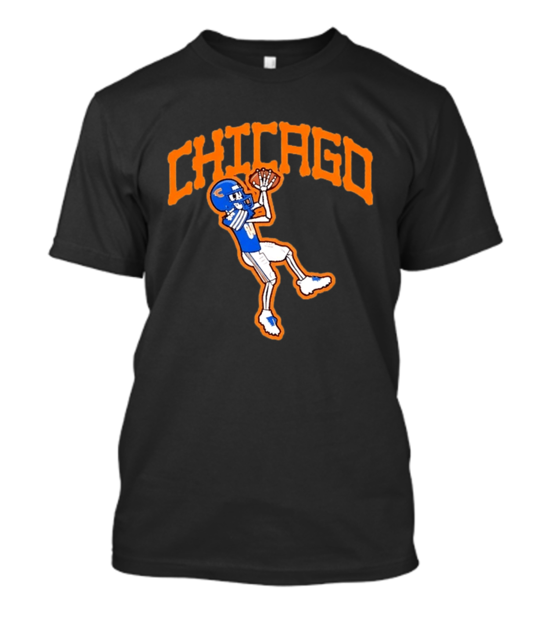 Chicago Skeleton Football Player Catching Ball T-Shirt