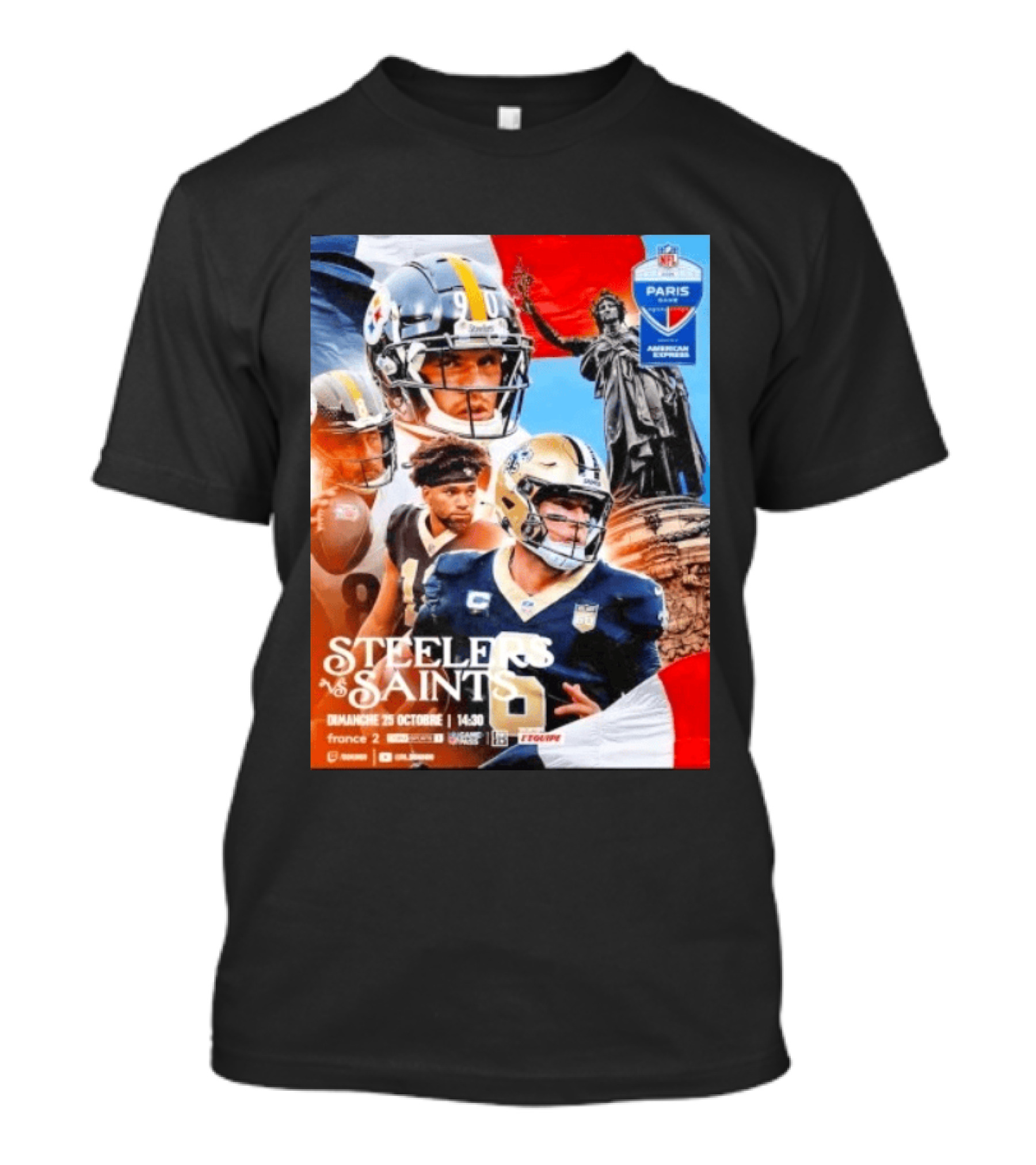 Steelers Vs Saints October 2026 Paris NFL Game American Football Event France T-Shirt