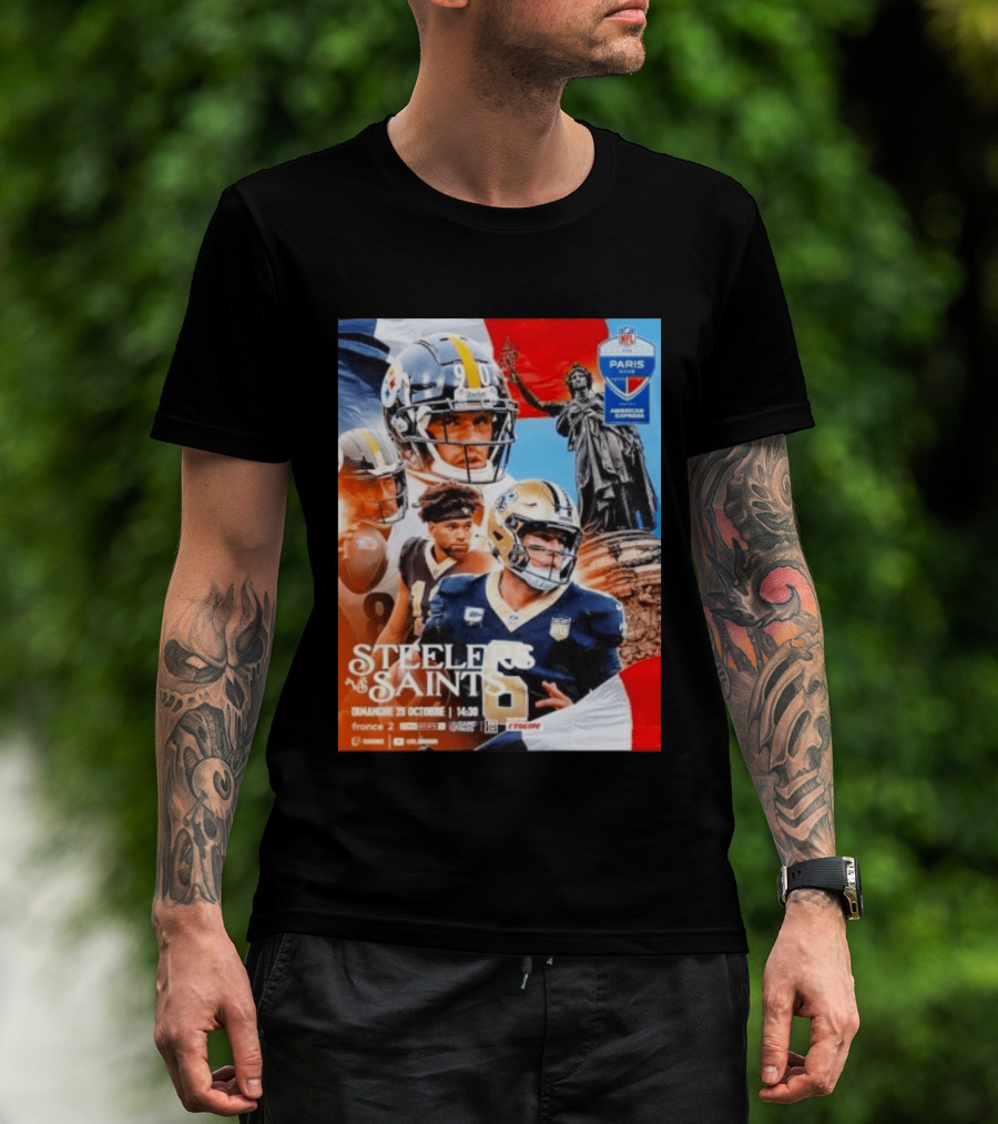 Steelers Vs Saints October 2026 Paris NFL Game American Football Event France T-Shirt