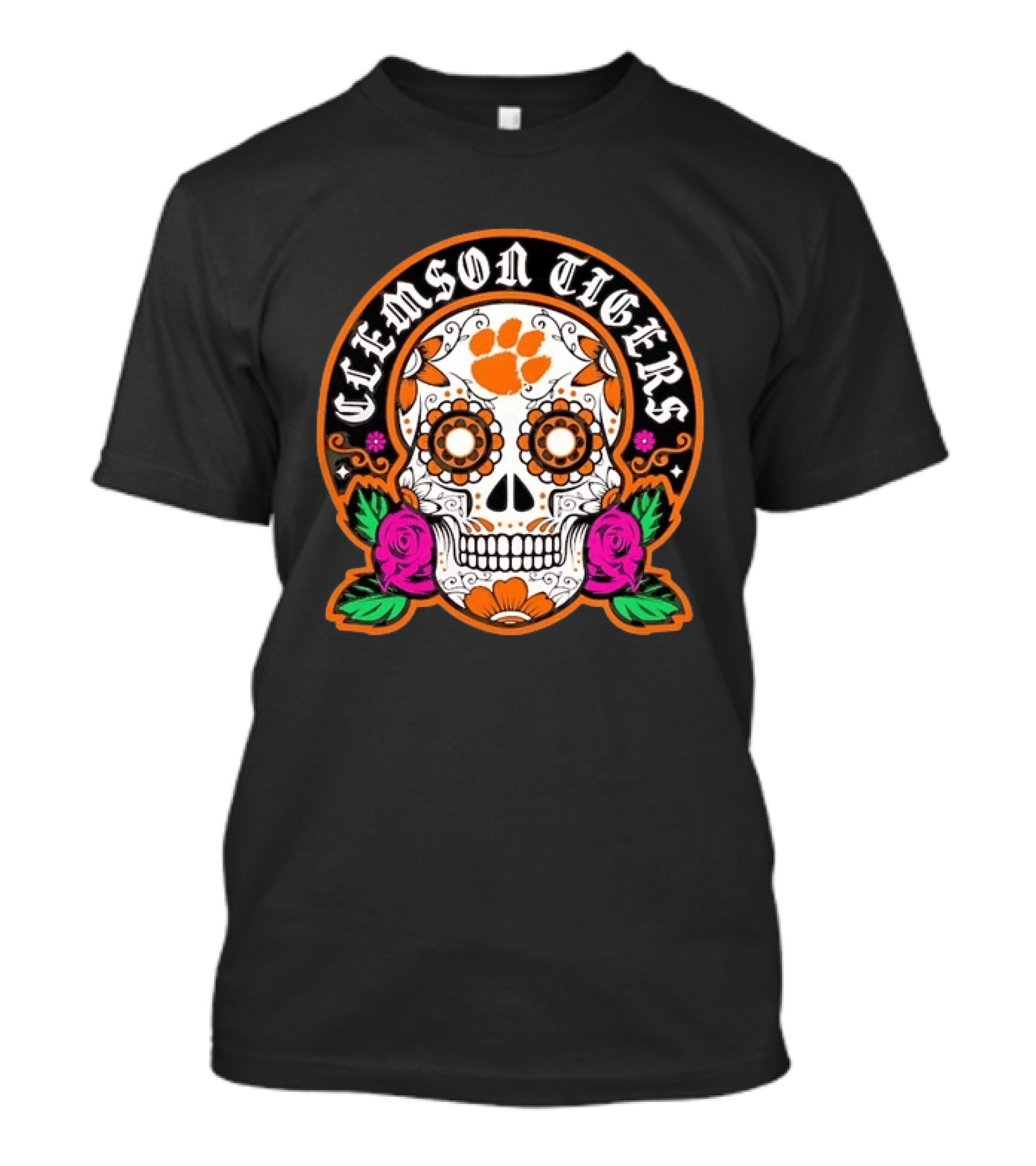 Clemson Tigers Dia De Los Muertos Sugar Skull NCAA T-Shirt