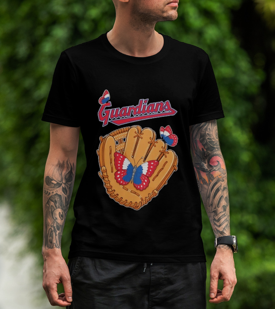 Cleveland Guardians Baseball Glove Butterfly T-Shirt