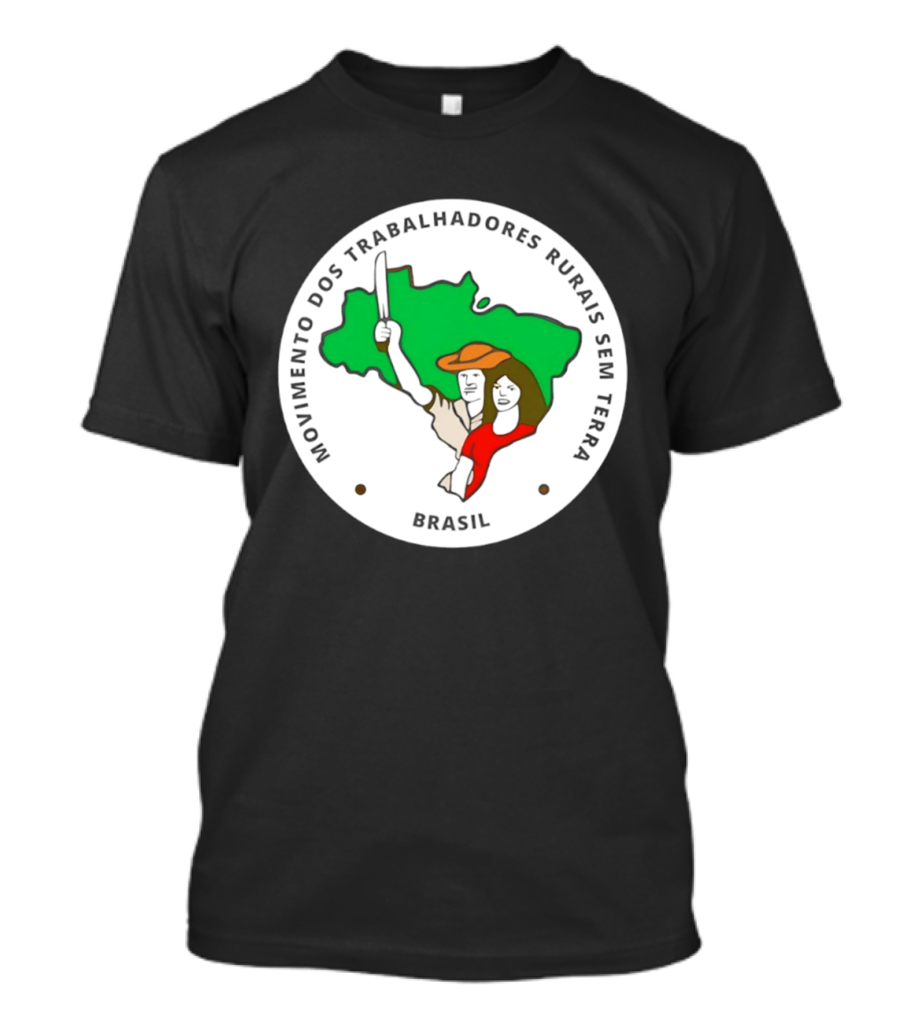 Movimento Dos Trabalhadores Rurais Sem Terra Brasil MST Symbol Map Iconic Brazilian Map T-Shirt