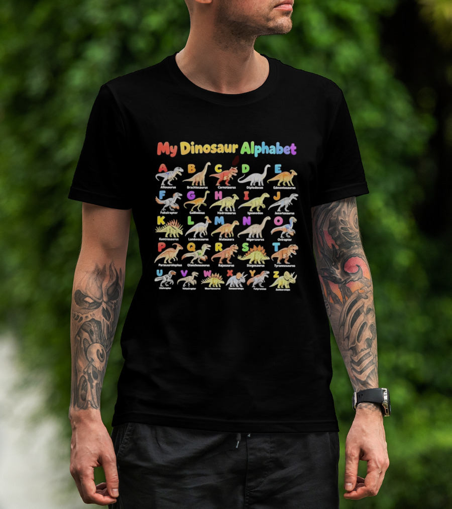 My Dinosaur Alphabet Educational Chart Dino ABC Learning T-Shirt