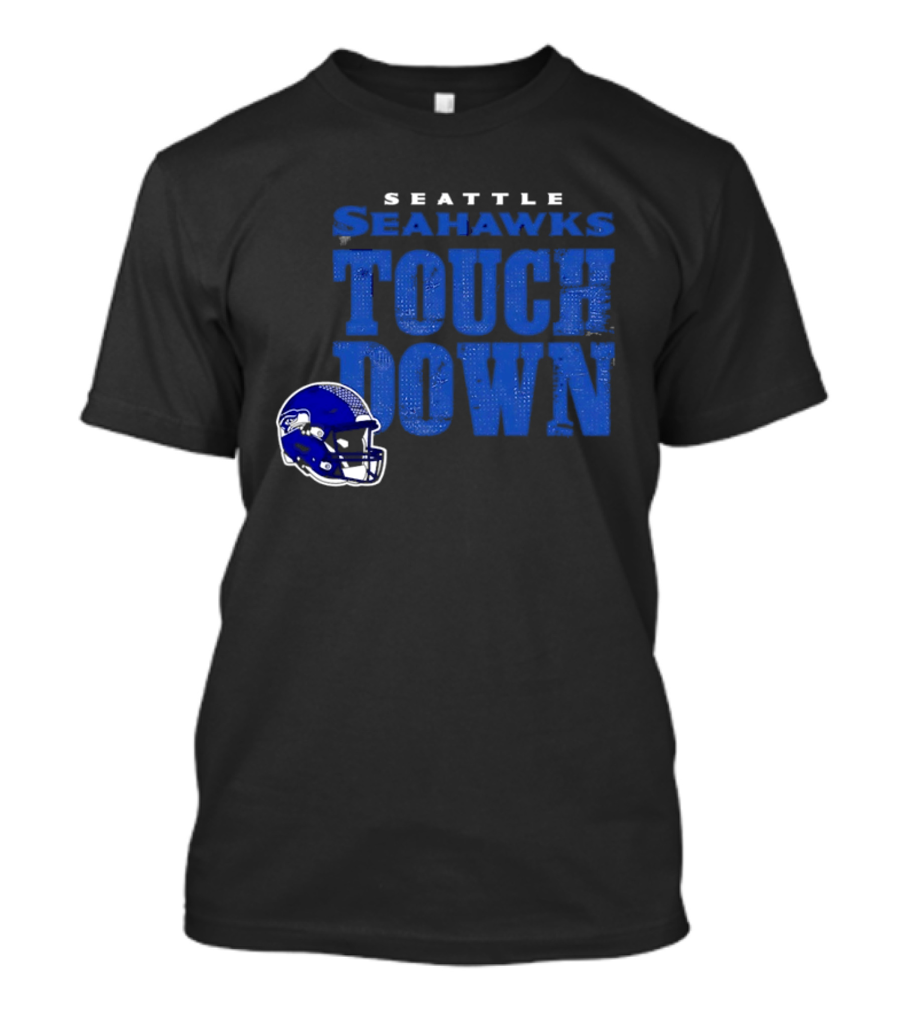 Seattle Seahawks Touch Down Distressed Helmet T-Shirt
