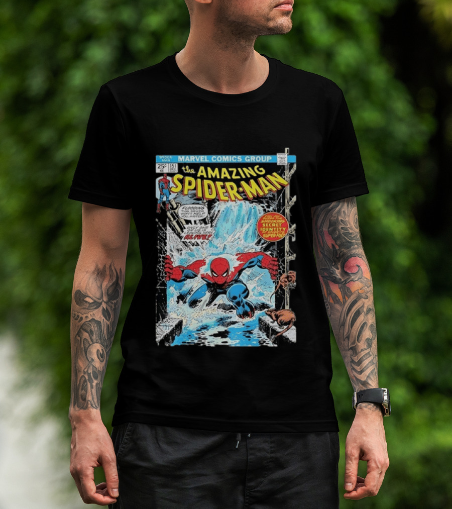 Marvel Comics Group The Amazing Spider Man Issue 151 Comic Cover Classic Art Secret Identity Super Hero T-Shirt