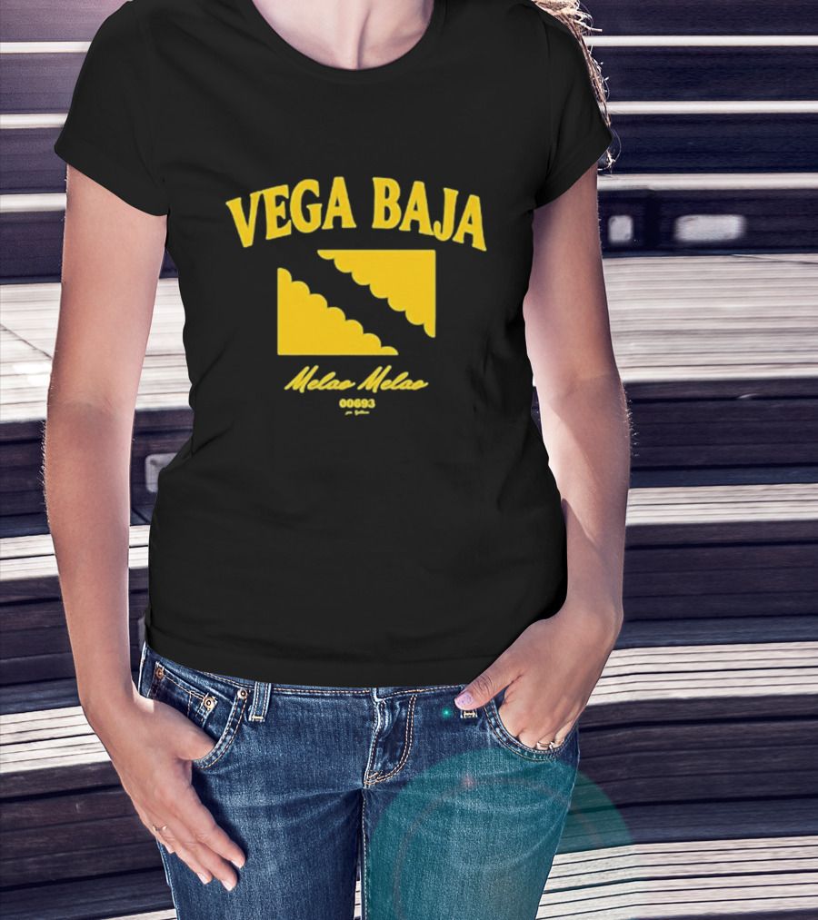 Vega Baja Melao Melao 00693 Puerto Rico Yellow Text And Scalloped Shapes T-Shirt