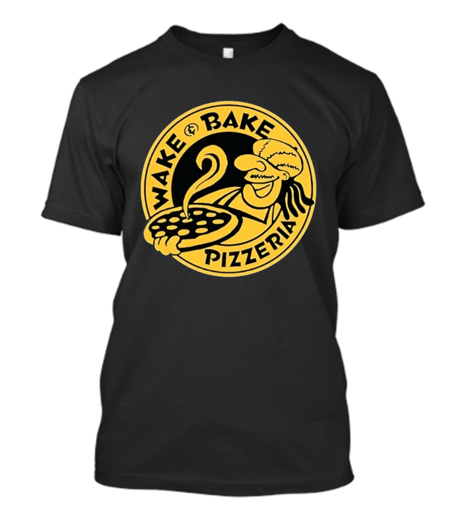 Wake Bake Pizzeria Pizza Retro Cartoon T-Shirt