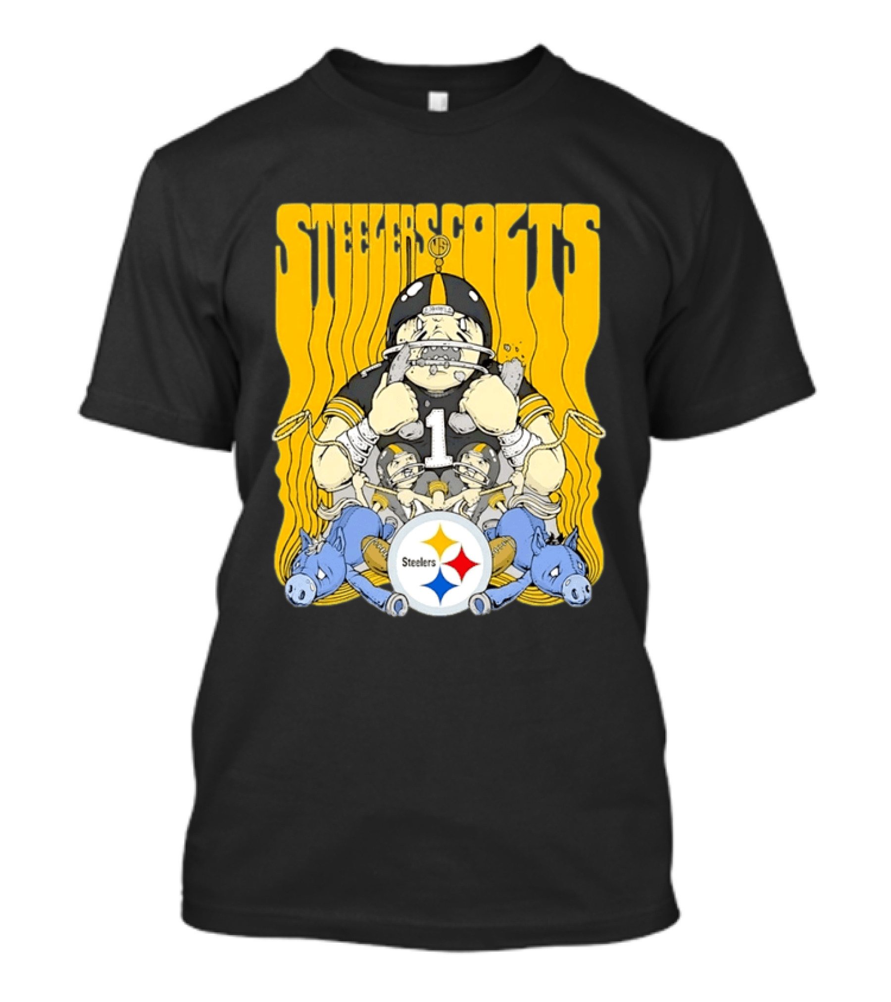 Steelers Colts Matchup Cartoon Football Art Steelers T-Shirt