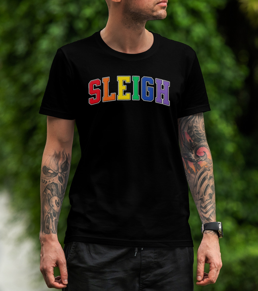 Sleigh Rainbow Colorful Holiday Christmas T-Shirt