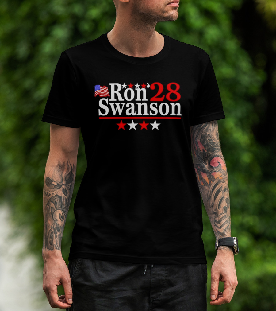 Ron Swanson 28 American Flag Stars Parks And Recreation T-Shirt