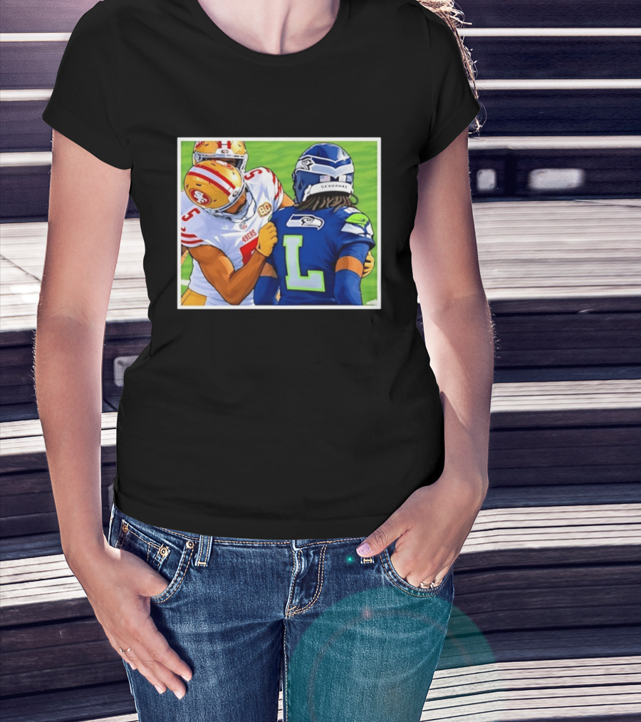 San Francisco 49ers Vs Seattle Seahawks Iconic Football Rivalry Showdown T-Shirt