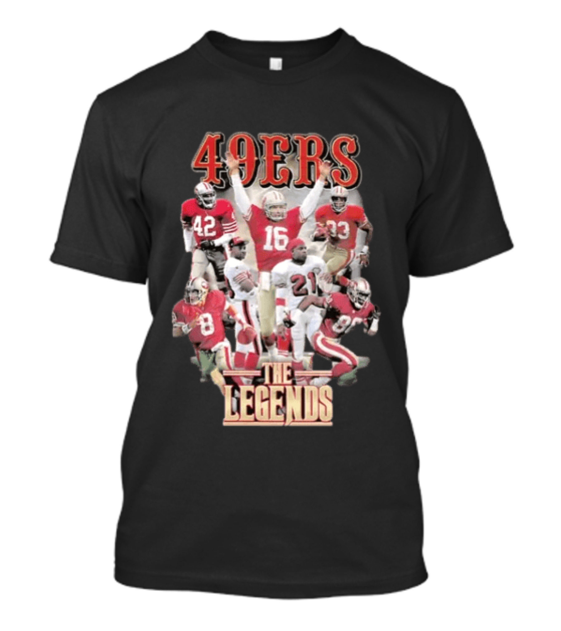 49ers The Legends Joe Montana Jerry Rice Ronnie Lott Steve Young T-Shirt