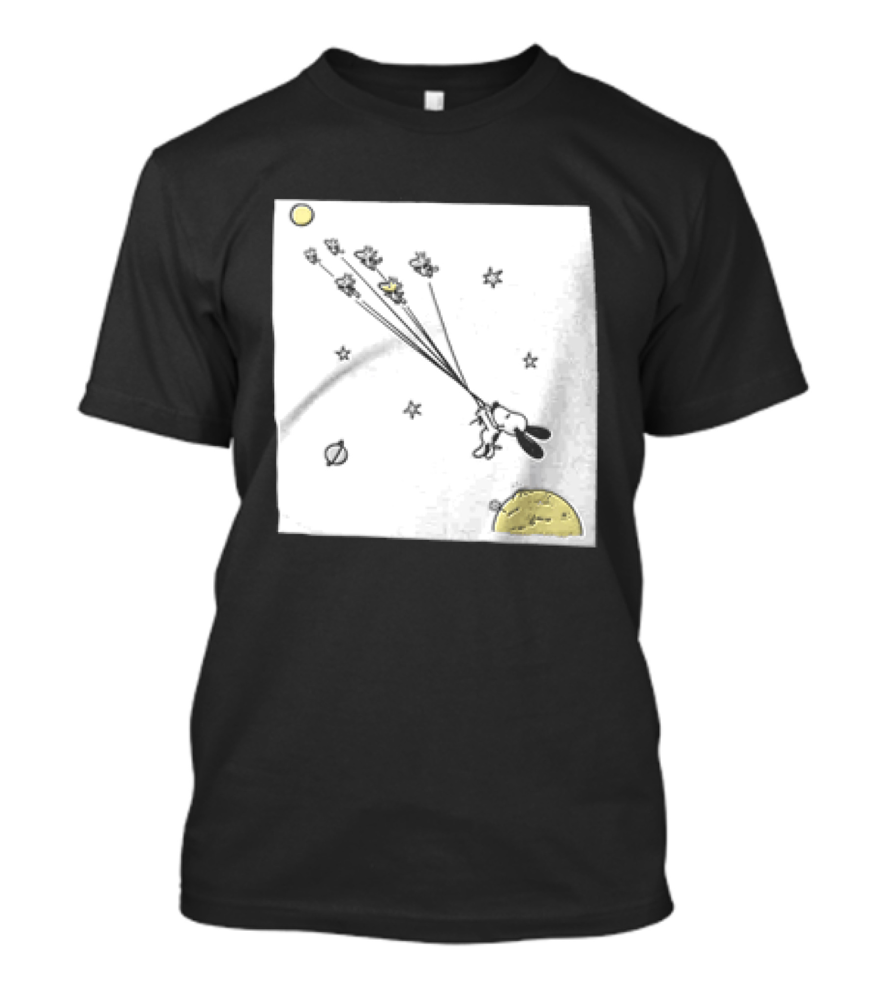 Snoopy In Space With Woodstock Balloon Birds Peanuts Cartoon T-Shirt