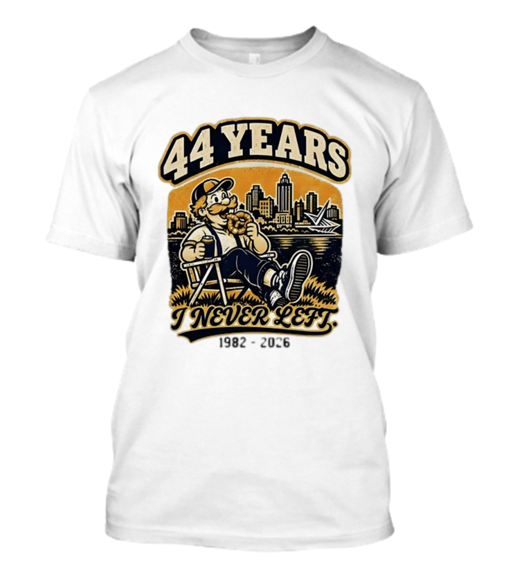 44 Years I Never Left 1982 2026 Vintage Cityscape T-Shirt