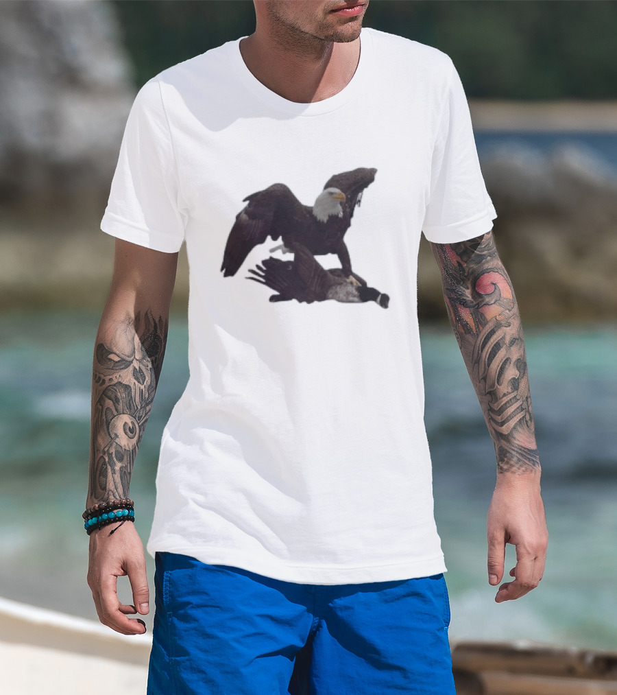 Bald Eagle Vs Canada Goose Bird Of Prey Showdown T-Shirt
