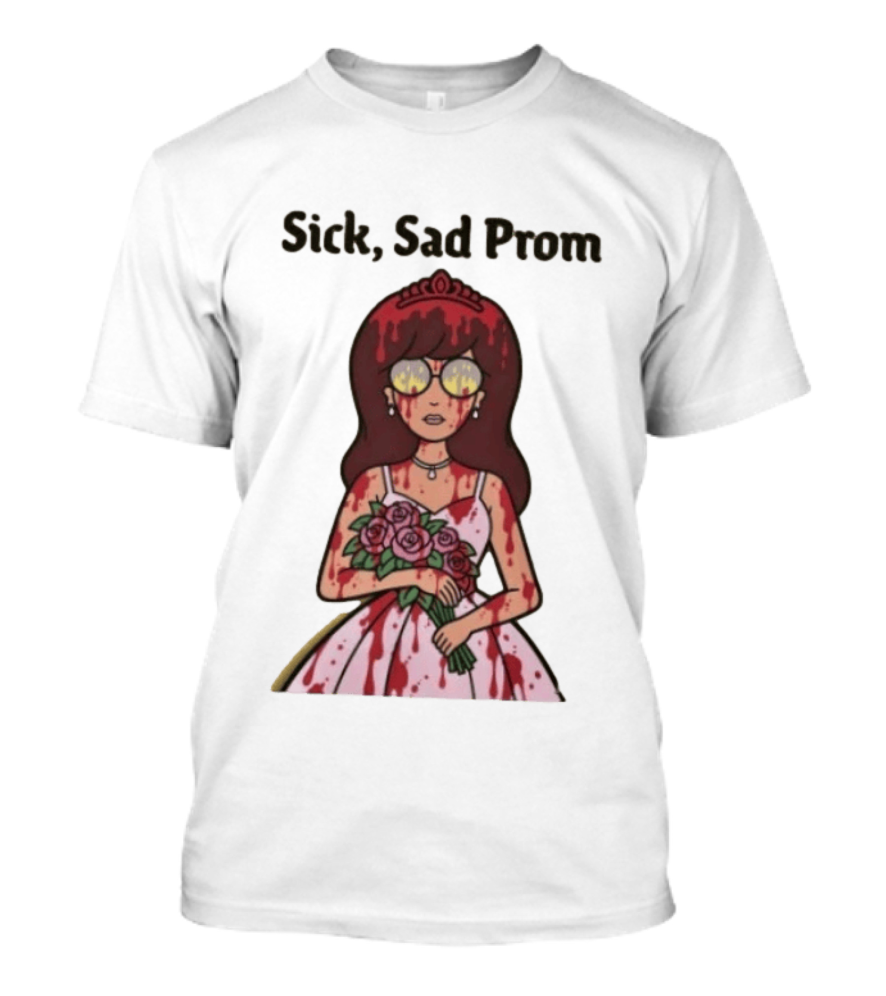 Daria Sick Sad Prom Carrie Horror Mashup Girl With Glasses And Flowers T-Shirt