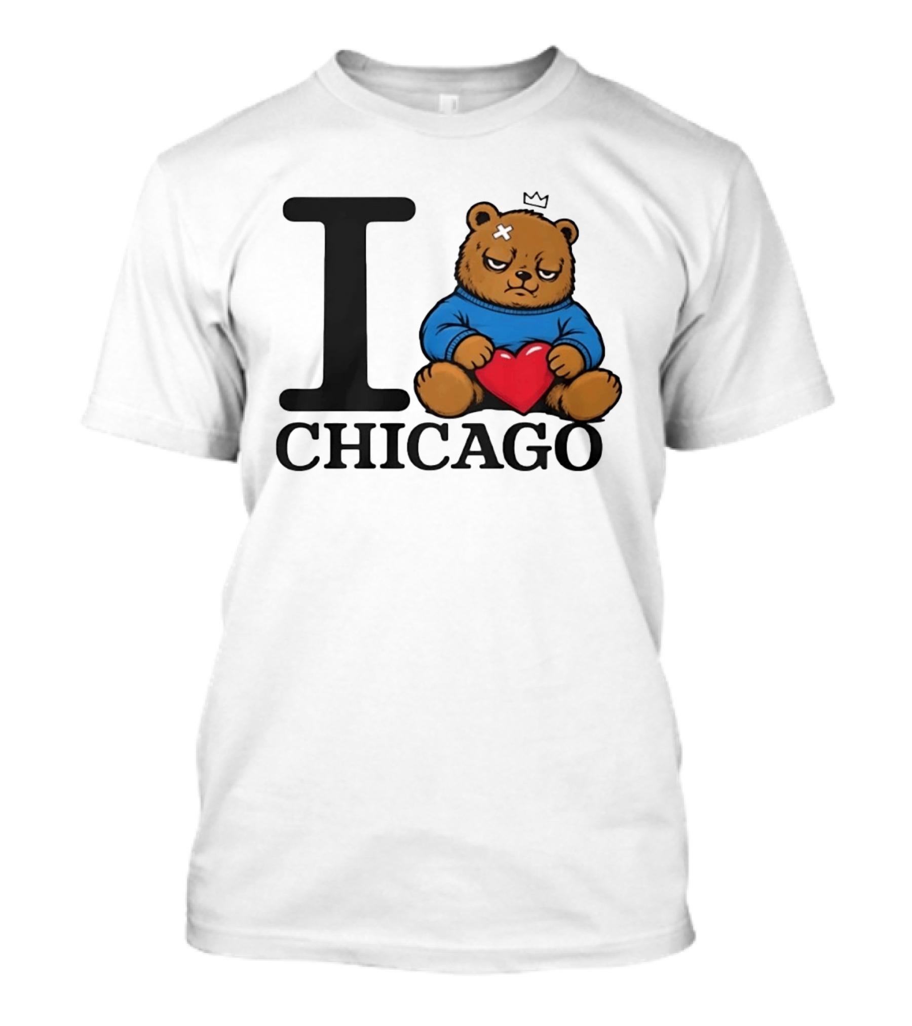 I Love Chicago Bear With Heart And Crown T-Shirt