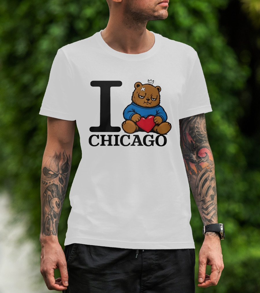 I Love Chicago Bear With Heart And Crown T-Shirt