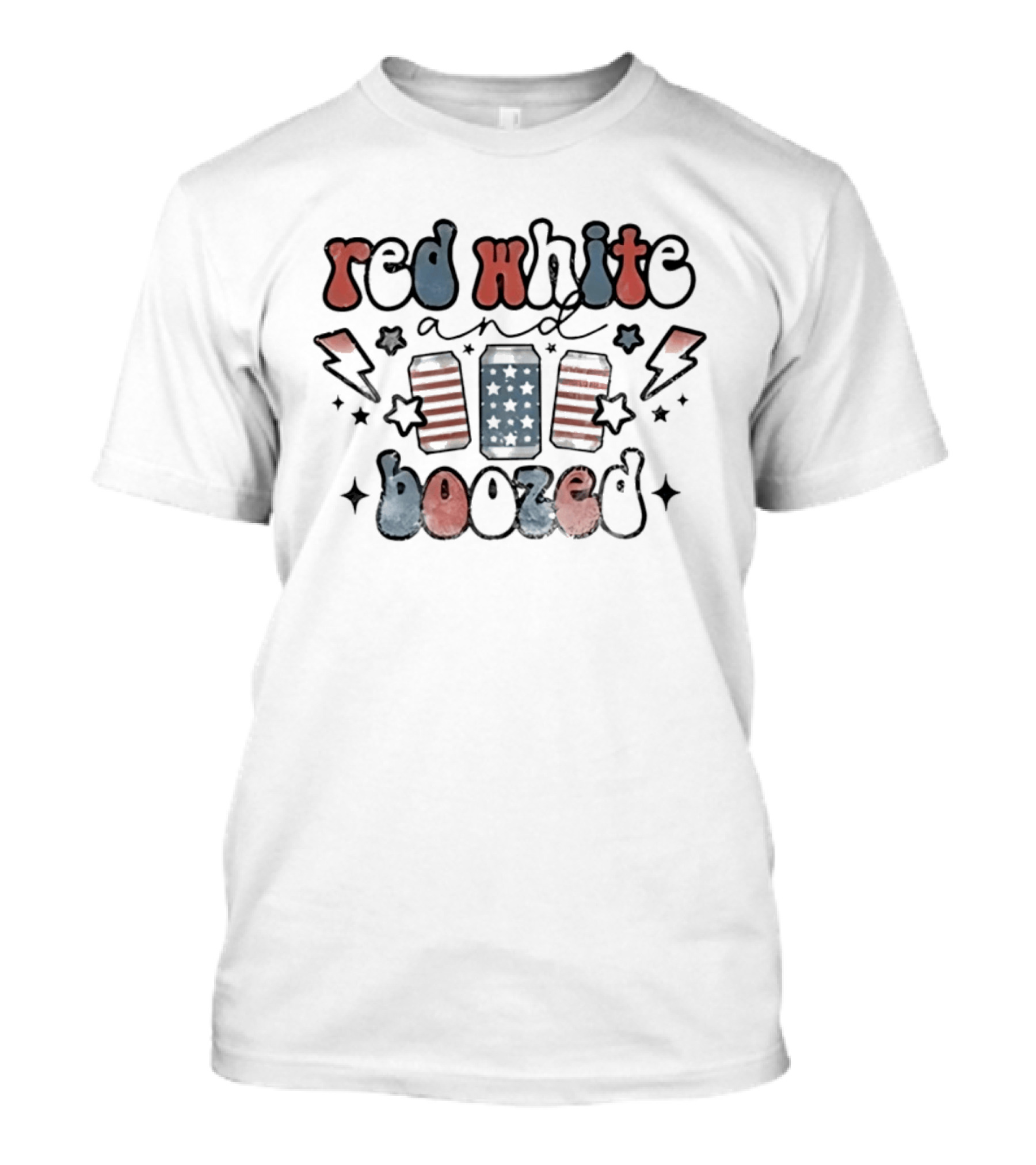 Red White And Boozed Patriotic Beer Cans Fourth Of July T-Shirt