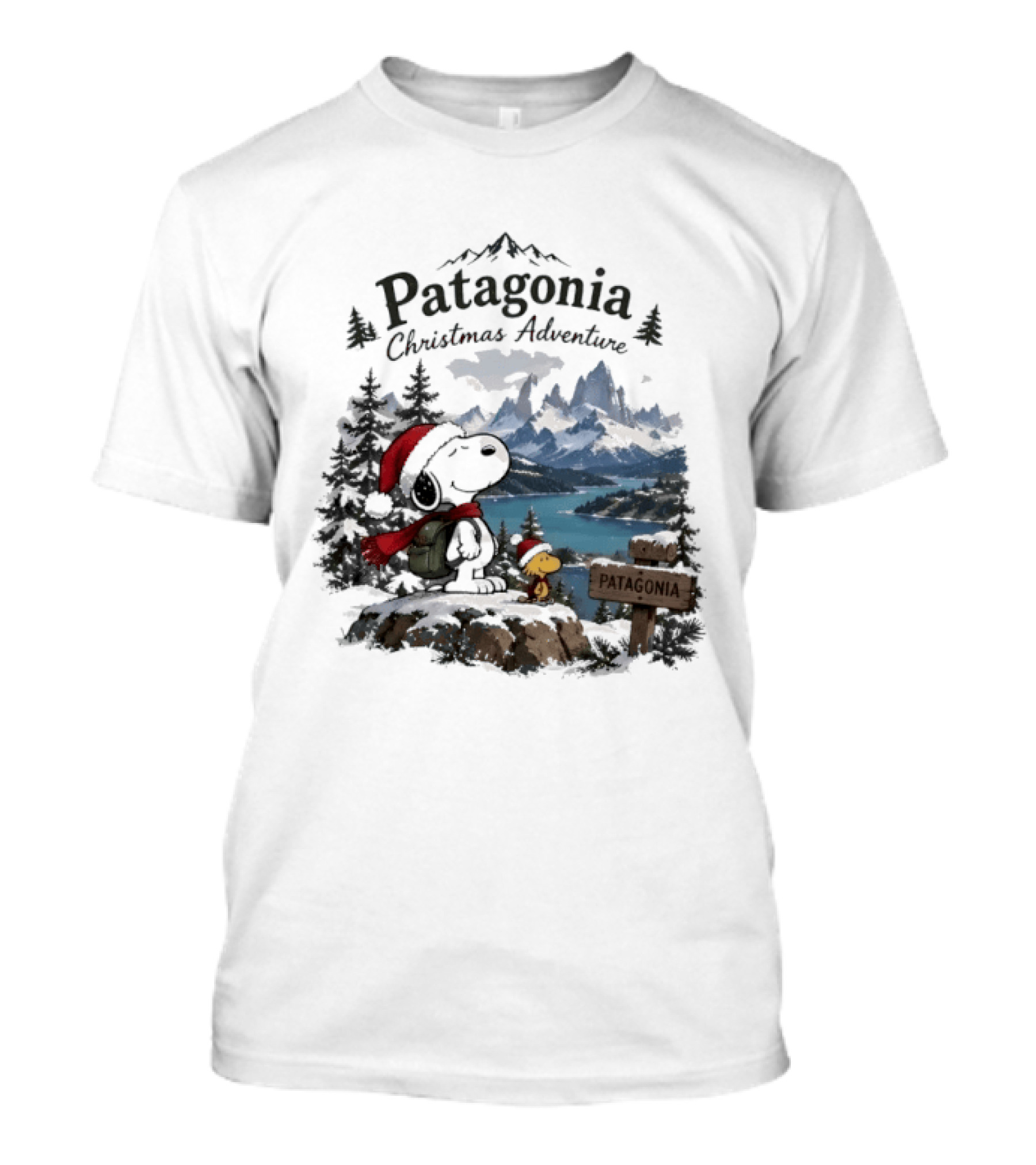 Patagonia Christmas Adventure Snoopy Woodstock Holiday Journey T-Shirt