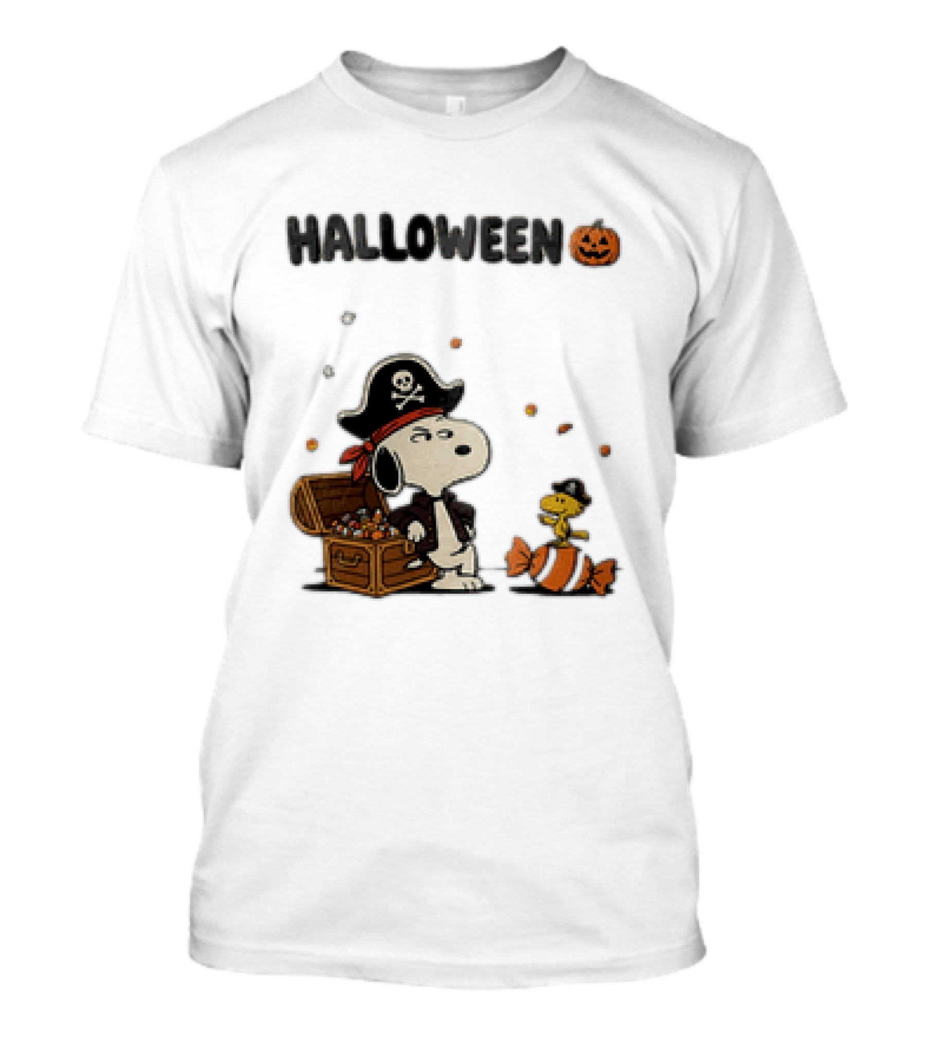 Snoopy Woodstock Halloween Pirates Treasure Chest Pumpkin T-Shirt