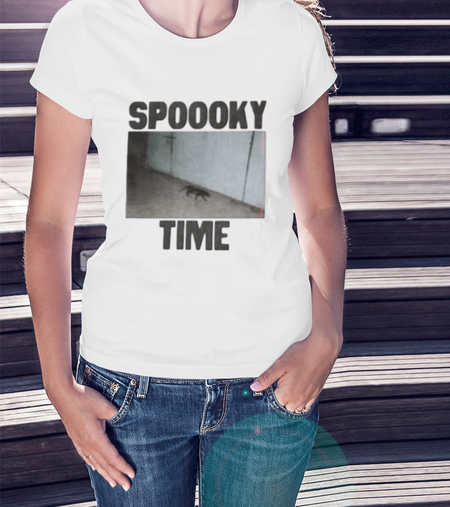 SPOOKY TIME Black Cat Creepy Hallway T-Shirt