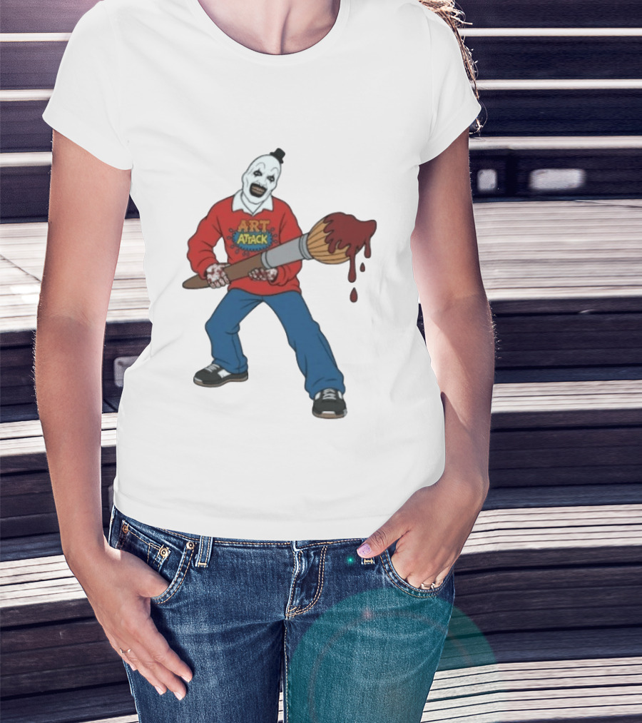 Art Attack Clown With Bloody Brush Terrifier Horror Movie T-Shirt