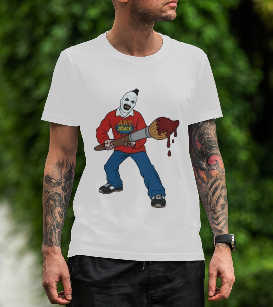 Art Attack Clown With Bloody Brush Terrifier Horror Movie T-Shirt