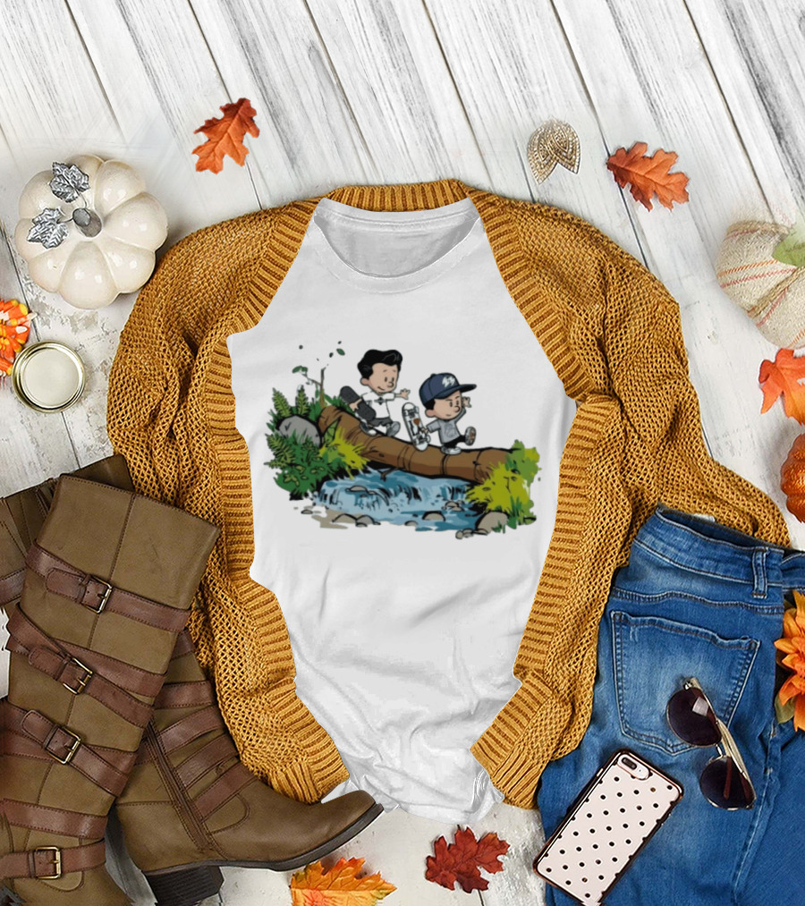 Young Wray Bros I Love LA Skateboarders Cartoon Forest Adventure T-Shirt