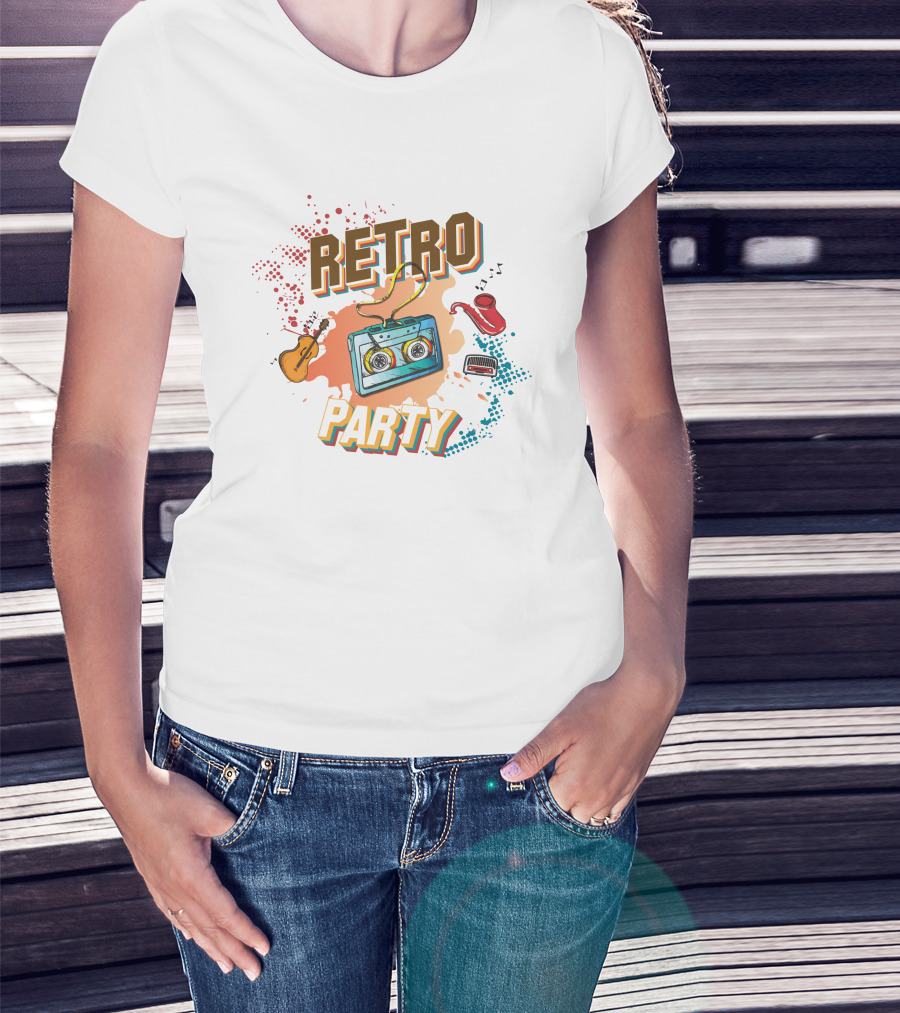 Retro Party Cassette Music T-Shirt