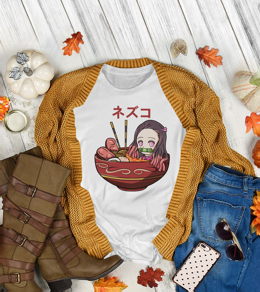 Nezuko Ramen Bowl Kimetsu No Yaiba Demon Slayer Character T-Shirt