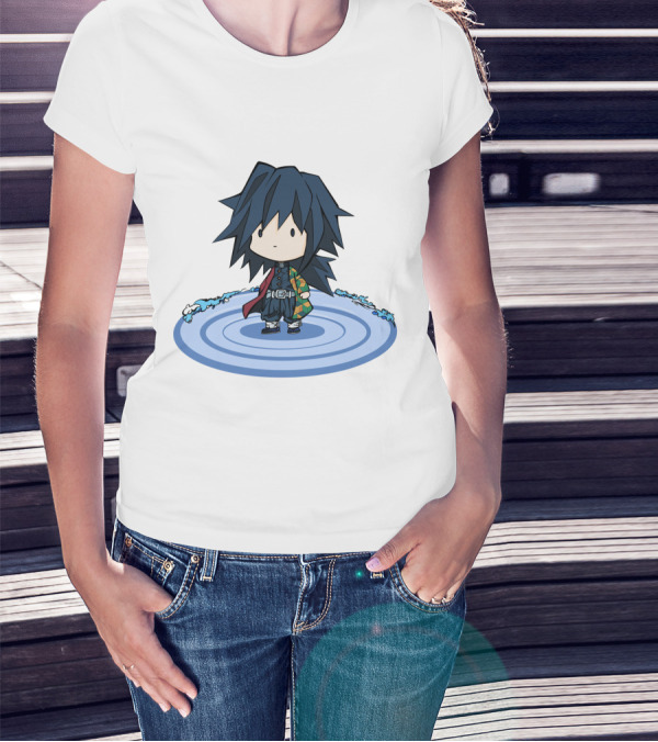 Giyu Tomioka Chibi Character Water Circle Kimetsu No Yaiba Demon Slayer T-Shirt