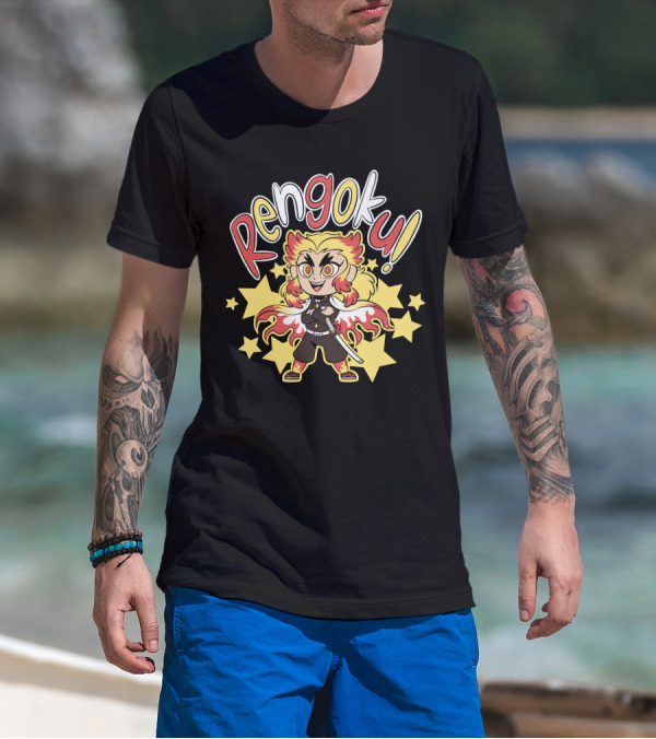 Rengoku Demon Slayer Kimetsu No Yaiba Starburst Character T-Shirt