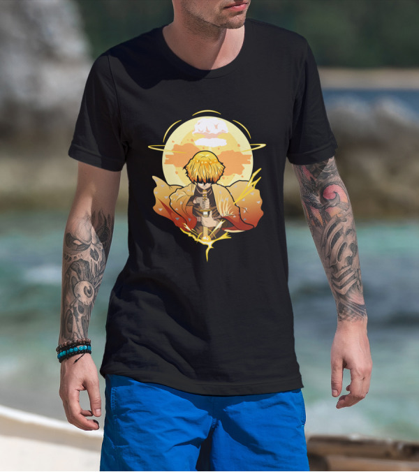 Demon Slayer Kimetsu No Yaiba Zenitsu Thunder Breathing Lightning Style Aura T-Shirt