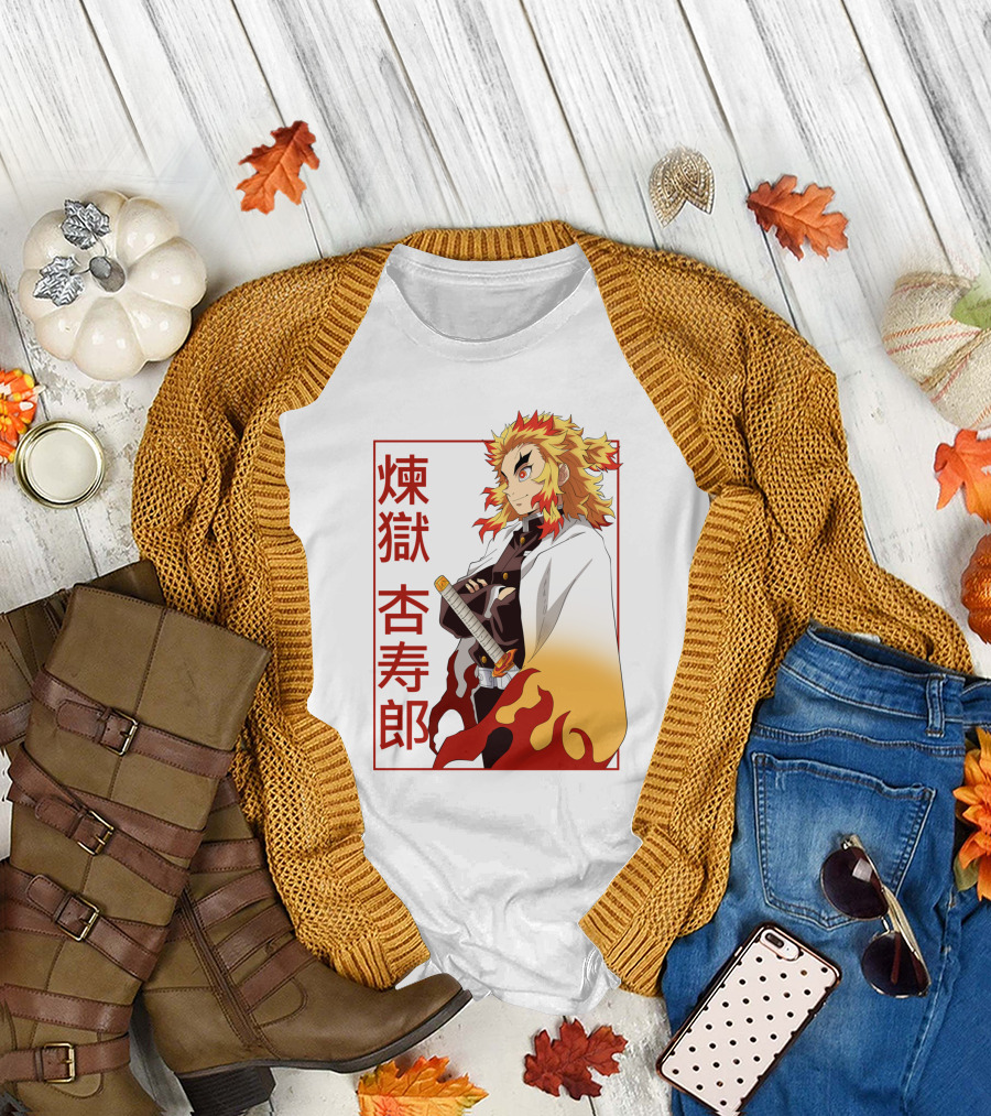 Demon Slayer Kimetsu No Yaiba Rengoku Kyojuro Flame Hashira T-Shirt