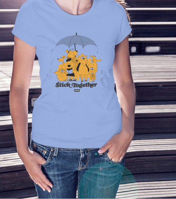 Stick Together Levi's Umbrella Animal Friends Collaboration T-Shirt