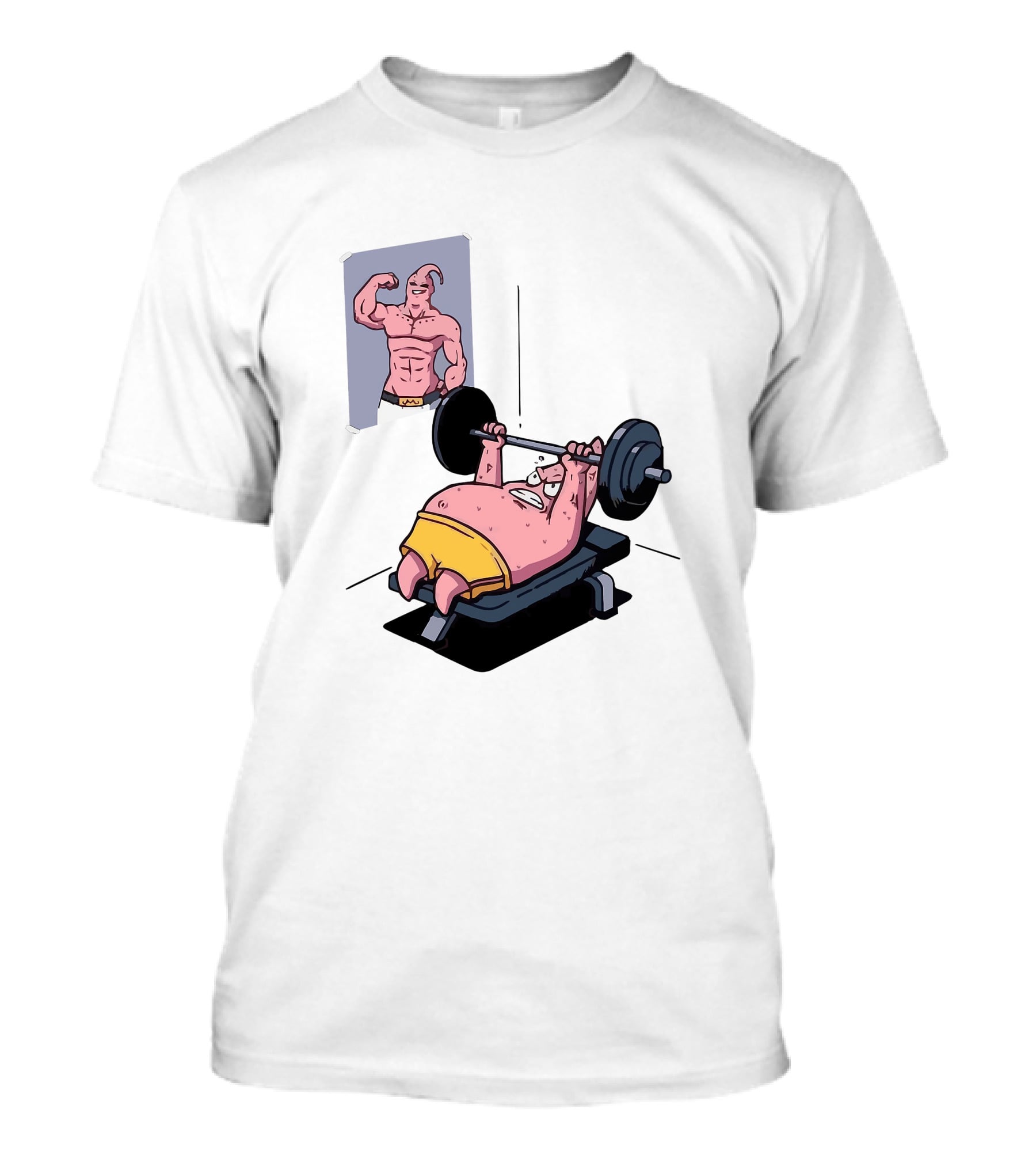 Majin Buu Patrick Lifting Weights With Motivational T-Shirt