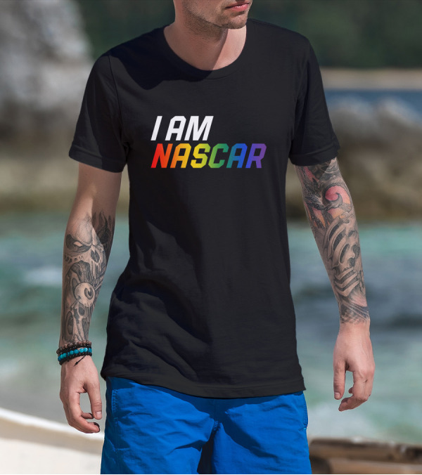I Am Nascar Mr Rouse16 Rainbow Style Racing Pride T-Shirt