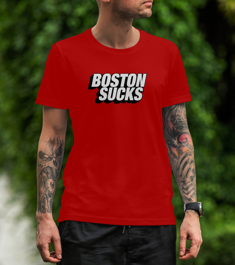 New York Post Sports Boston Sucks Red T-Shirt