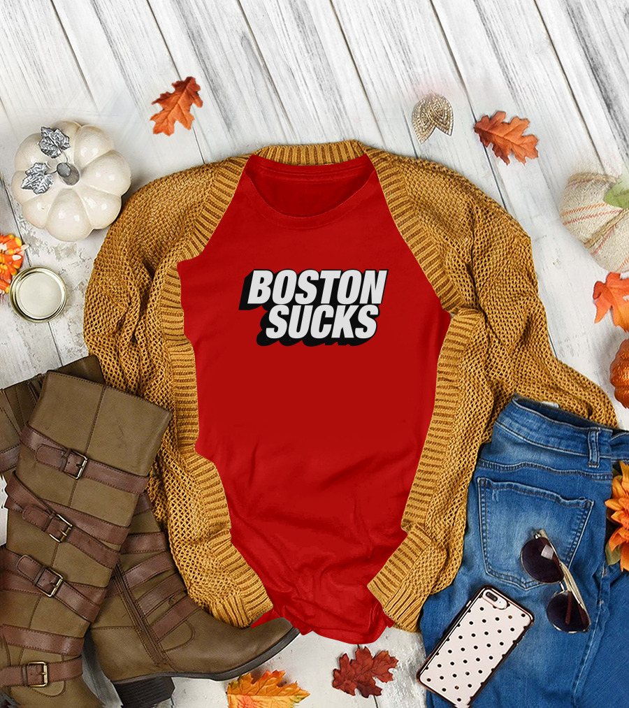 New York Post Sports Boston Sucks Red T-Shirt