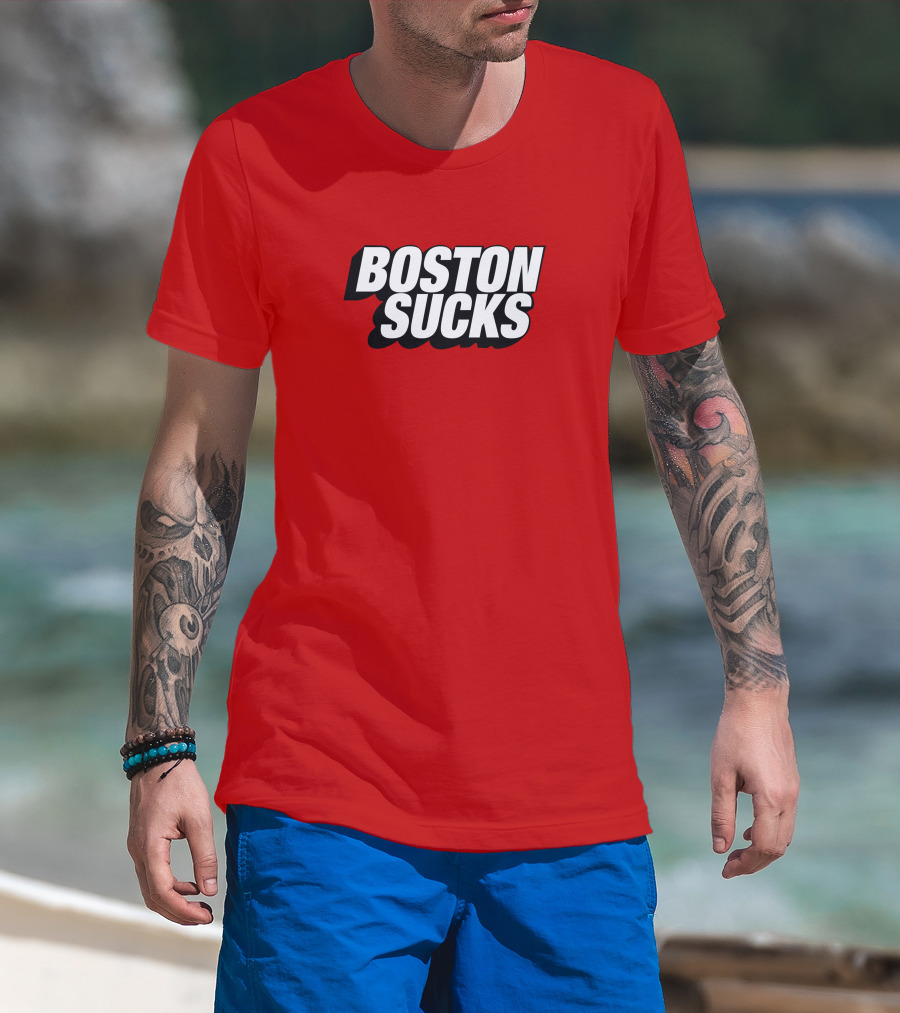 New York Post Sports Boston Sucks Red T-Shirt