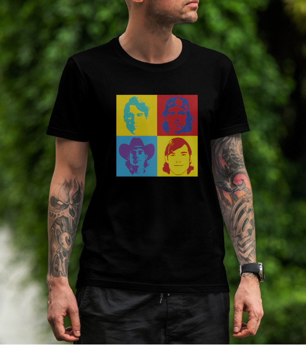 Danny Duncan Merch Pop Art Style 4 Faces Black T-Shirt