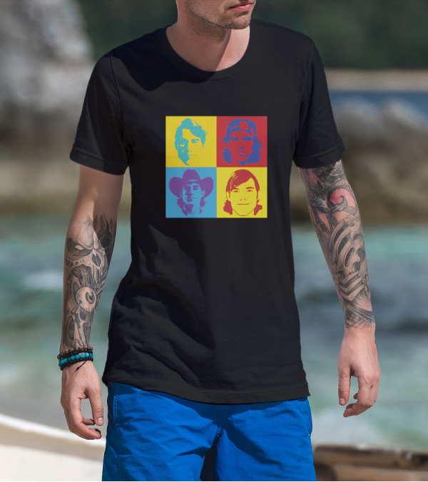 Danny Duncan Merch Pop Art Style 4 Faces Black T-Shirt