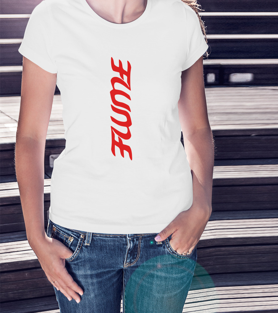 Flume Red Vertical Text Logo Merch T-Shirt