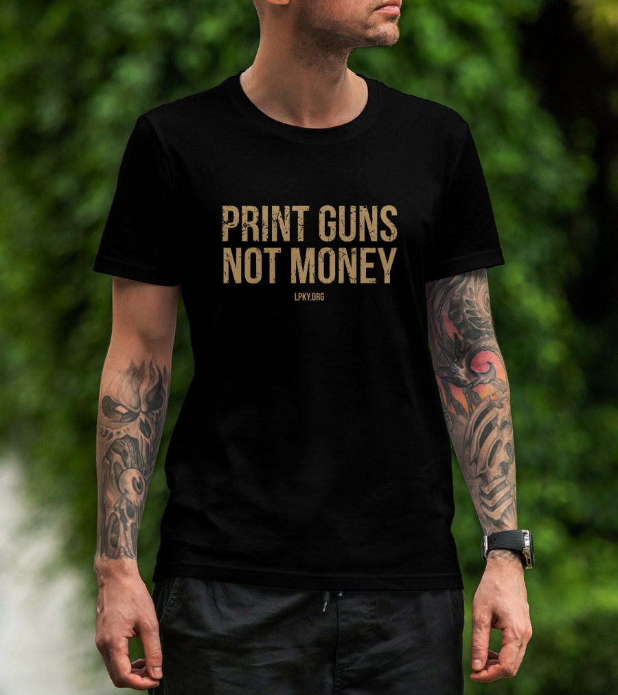 Spike Cohen LPKY Print Guns Not Money Hodltheline T-Shirt