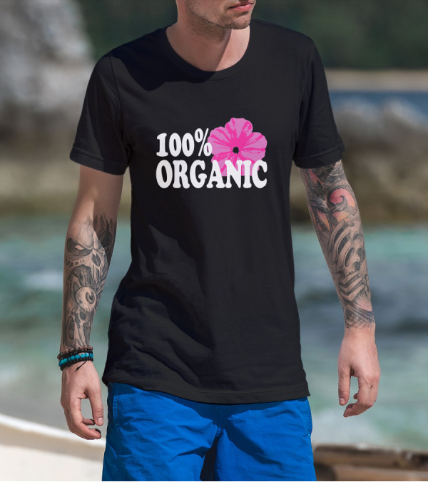 Santea Merch 100% Organic Pink Flower Sannysants T-Shirt