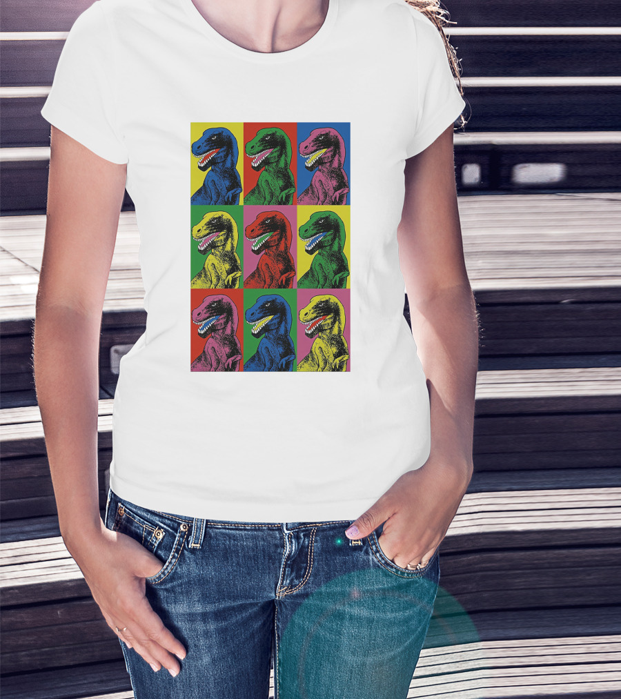 Steven Spielberg Jurassic Park Dinosaur Pop Art Universalpics Andy Warhol T-Shirt