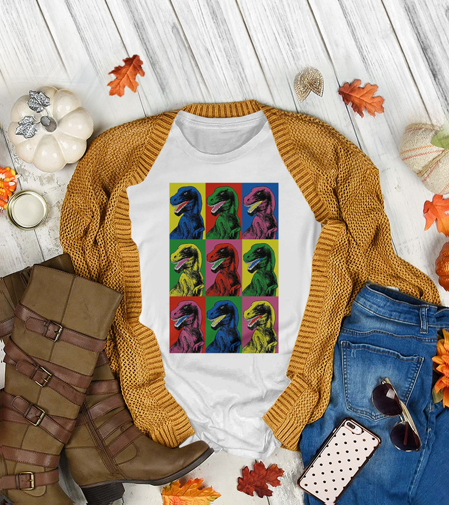 Steven Spielberg Jurassic Park Dinosaur Pop Art Universalpics Andy Warhol T-Shirt